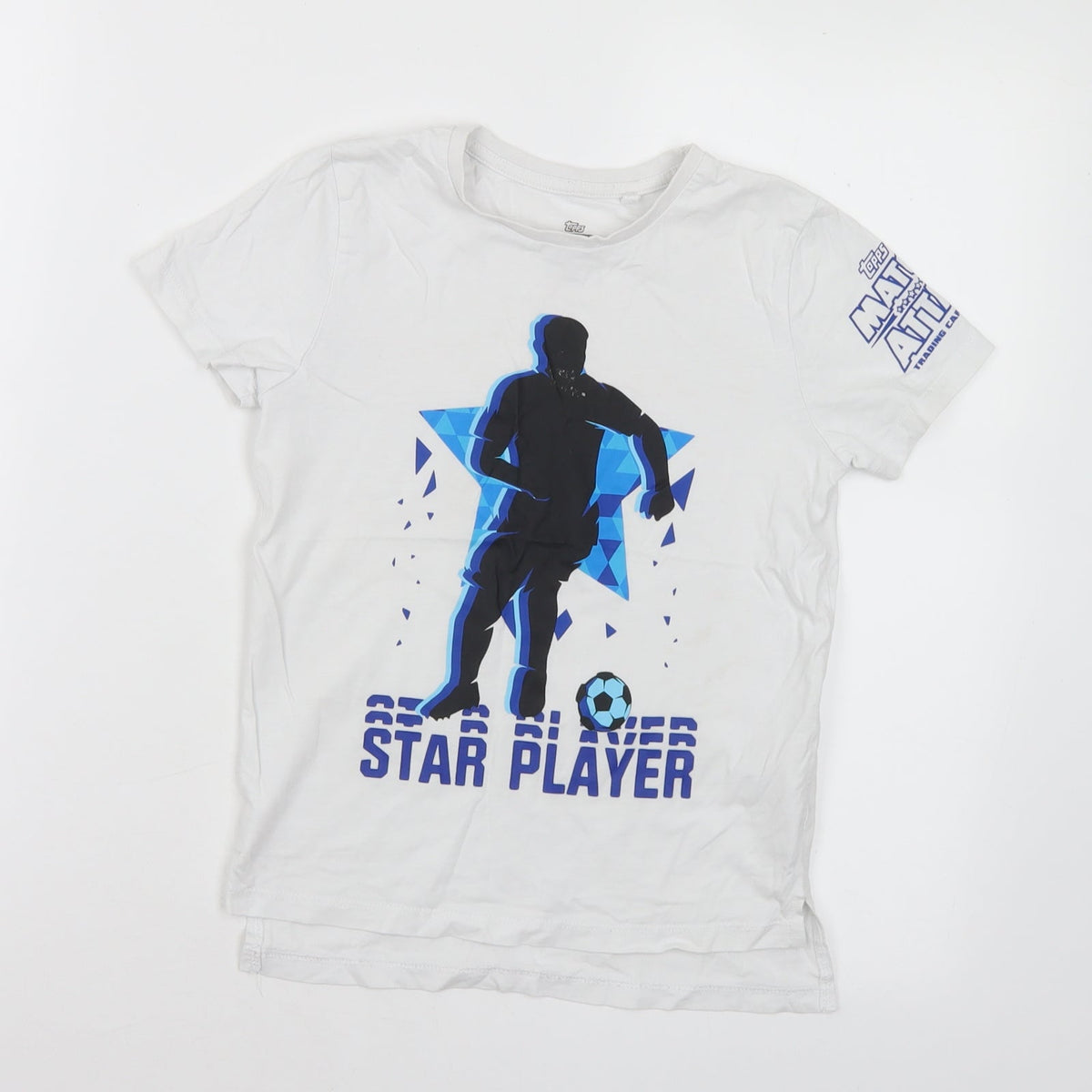 Primark Boys White Cotton Basic T-Shirt Size 5-6 Years Crew Neck - Football