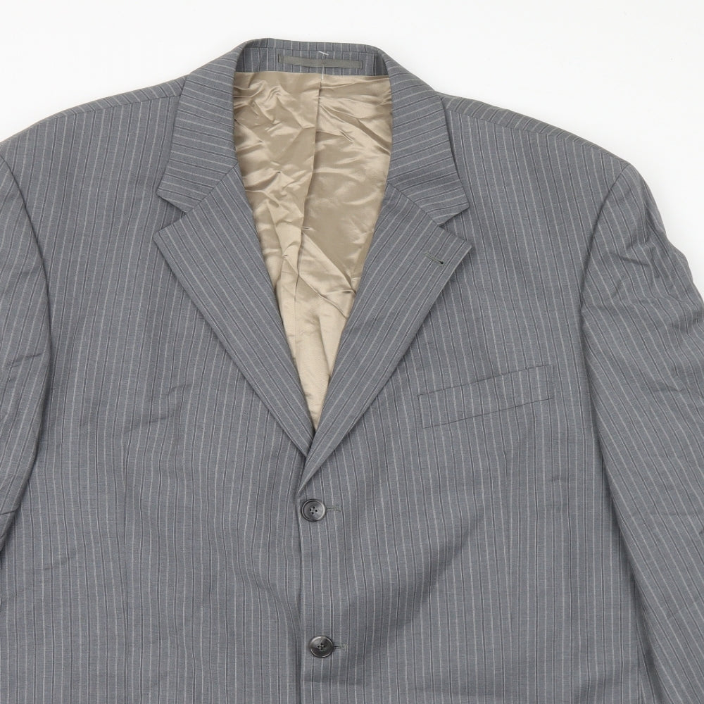 Digel Mens Grey Striped Wool Jacket Suit Jacket Size 48