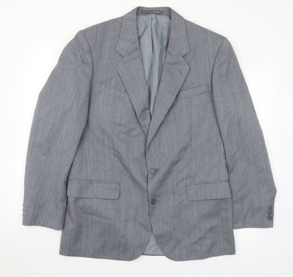 Pinstripe Mens Grey Polyester Jacket Suit Jacket Size 42