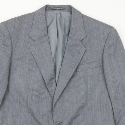 Pinstripe Mens Grey Polyester Jacket Suit Jacket Size 42
