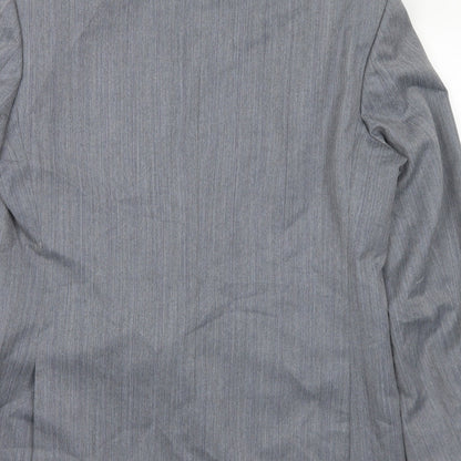 Pinstripe Mens Grey Polyester Jacket Suit Jacket Size 42