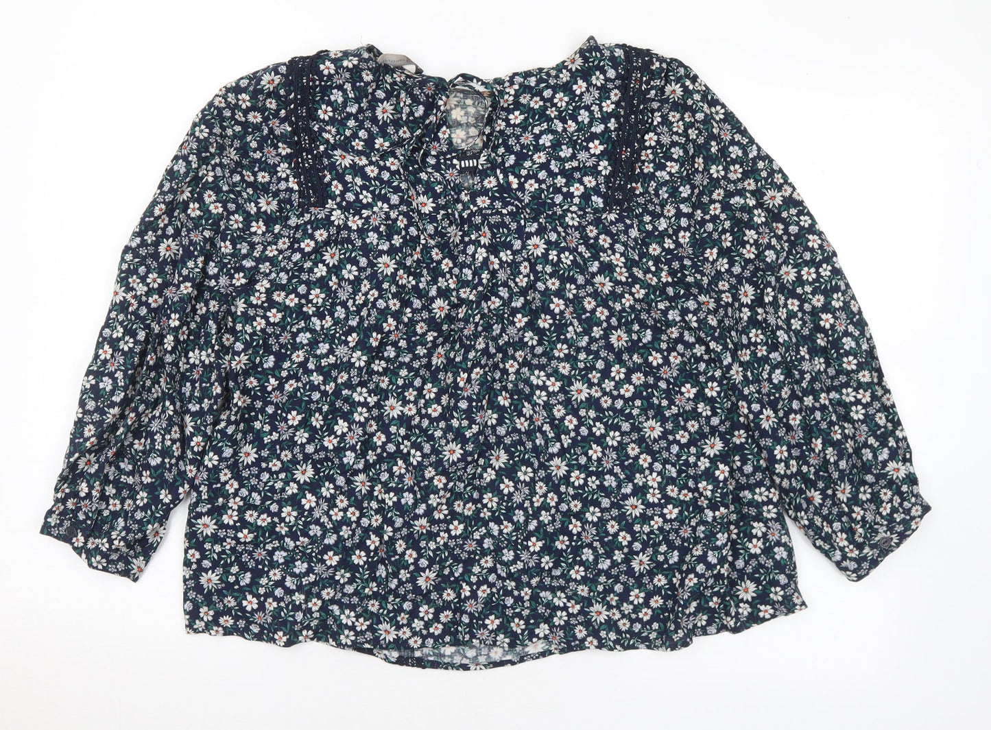 Marks and Spencer Womens Multicoloured Floral Viscose Basic Blouse Size 10 Round Neck