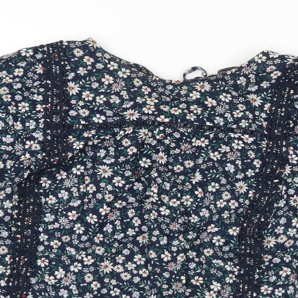 Marks and Spencer Womens Multicoloured Floral Viscose Basic Blouse Size 10 Round Neck