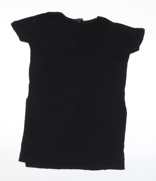 New Look Womens Black Viscose Basic T-Shirt Size 8 Round Neck