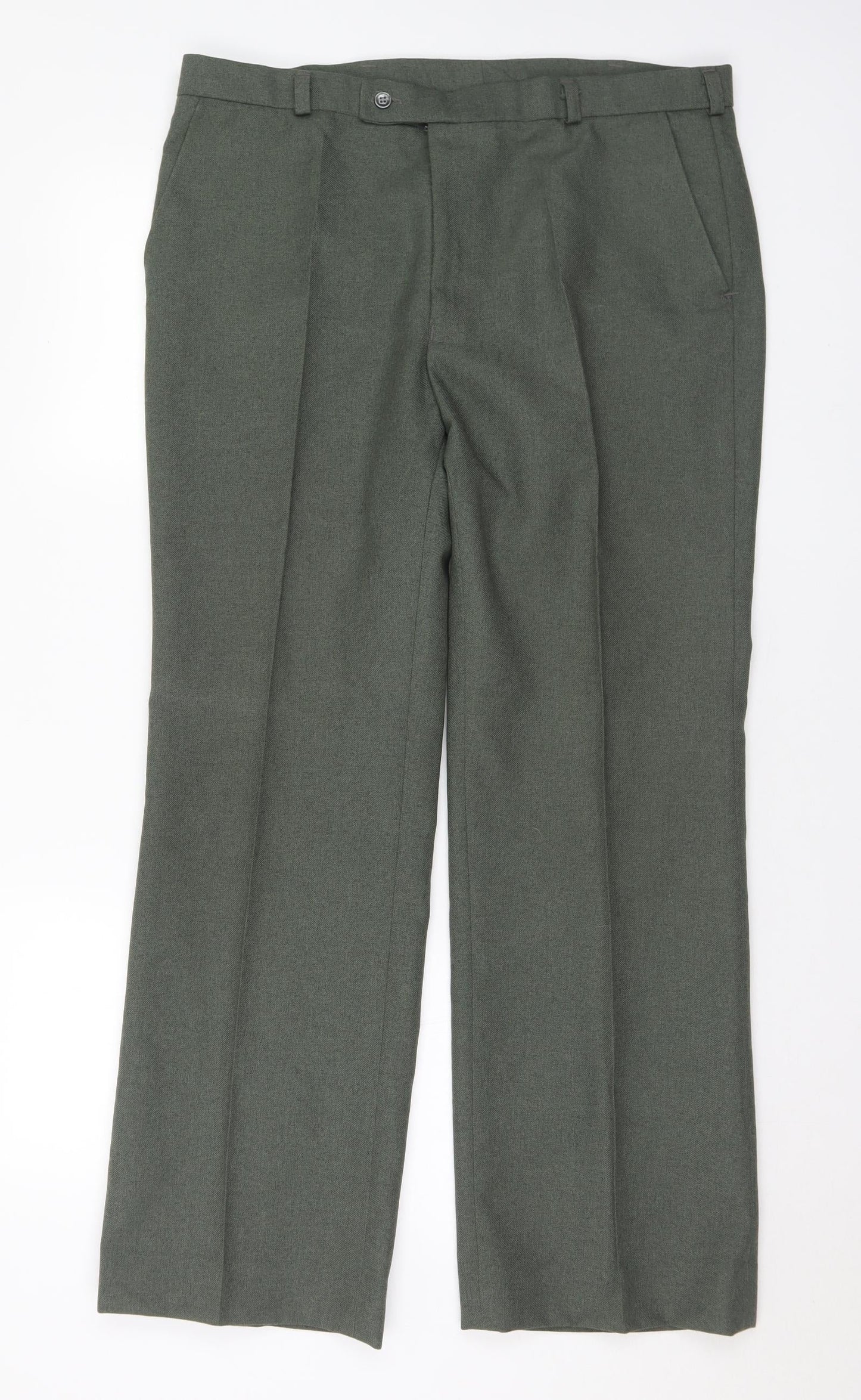 Cavellair Mens Green Polyester Trousers Size 36 in L30 in Regular