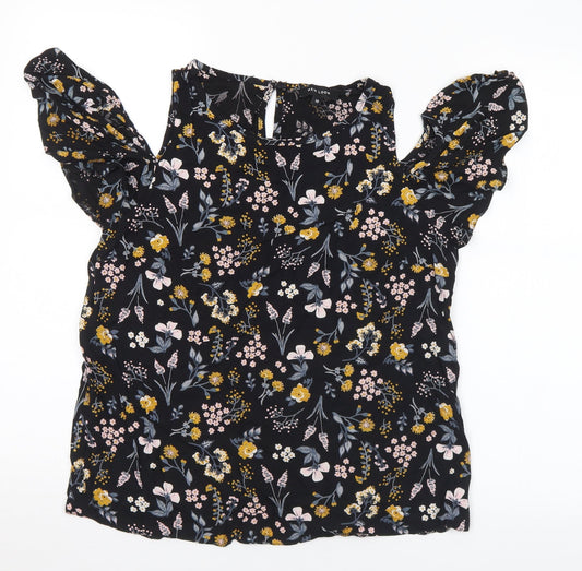 New Look Womens Multicoloured Floral Viscose Basic Blouse Size 12 Round Neck