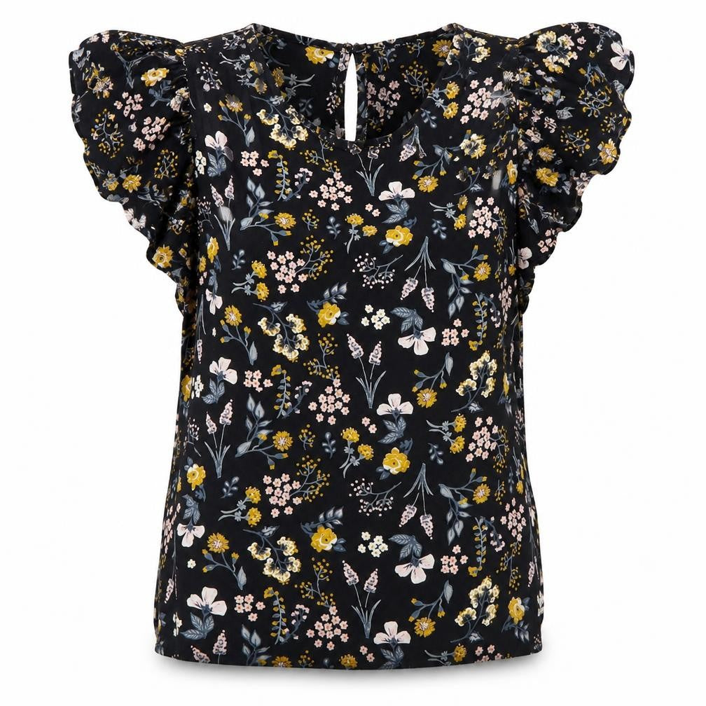 New Look Womens Multicoloured Floral Viscose Basic Blouse Size 12 Round Neck