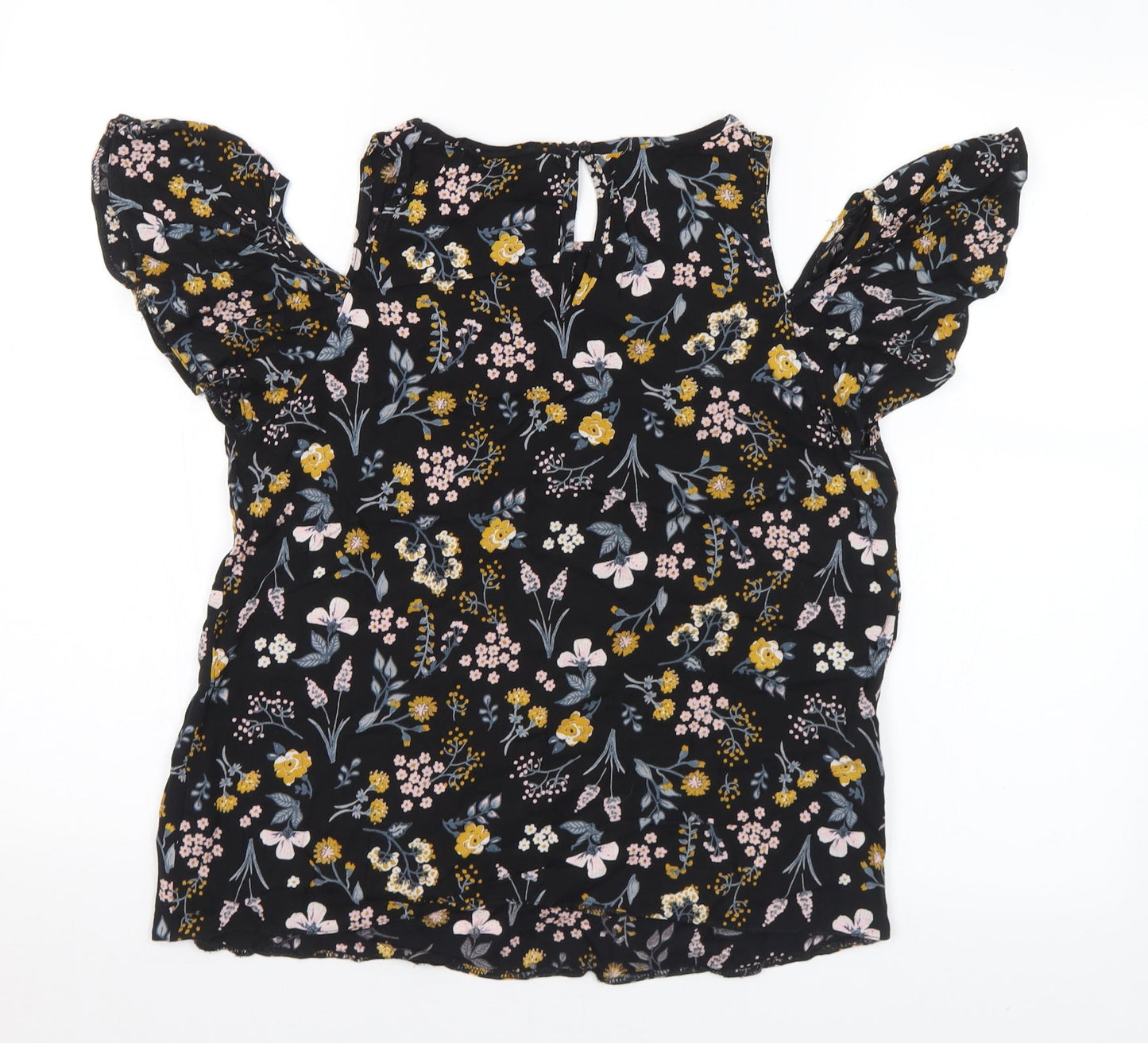 New Look Womens Multicoloured Floral Viscose Basic Blouse Size 12 Round Neck