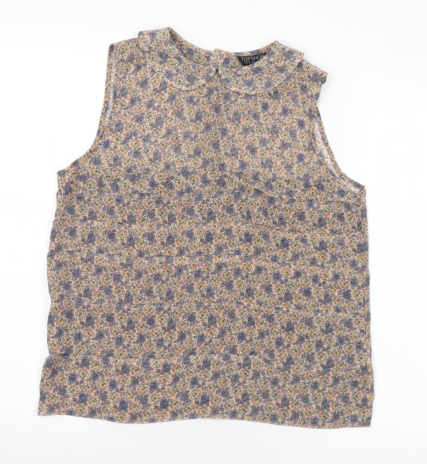 Topshop Womens Multicoloured Floral Polyester Basic Blouse Size 10 Collared