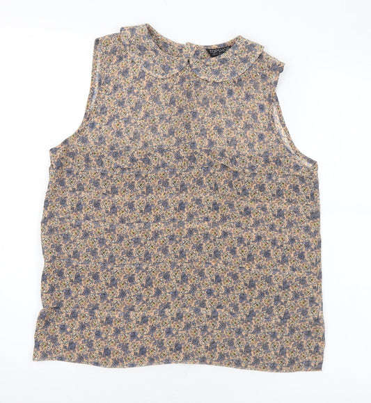 Topshop Womens Multicoloured Floral Polyester Basic Blouse Size 10 Collared