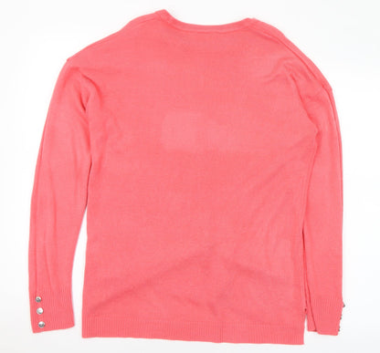 Pep&Co Womens Pink Round Neck Acrylic Pullover Jumper Size 14