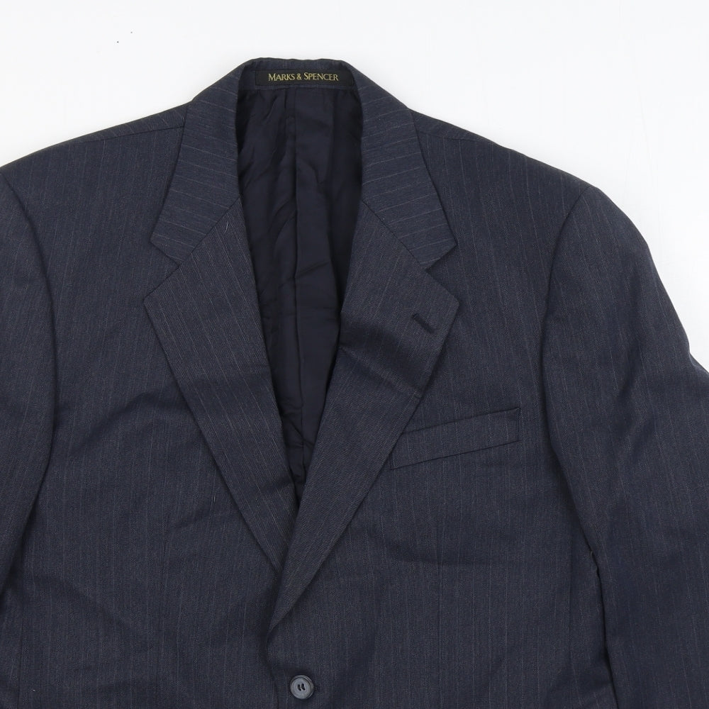 Marks and Spencer Mens Blue Wool Jacket Suit Jacket Size 40
