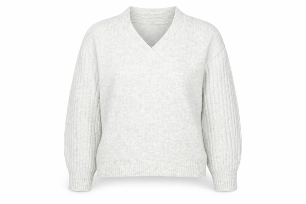TU Womens White V-Neck Acrylic Pullover Jumper Size 10