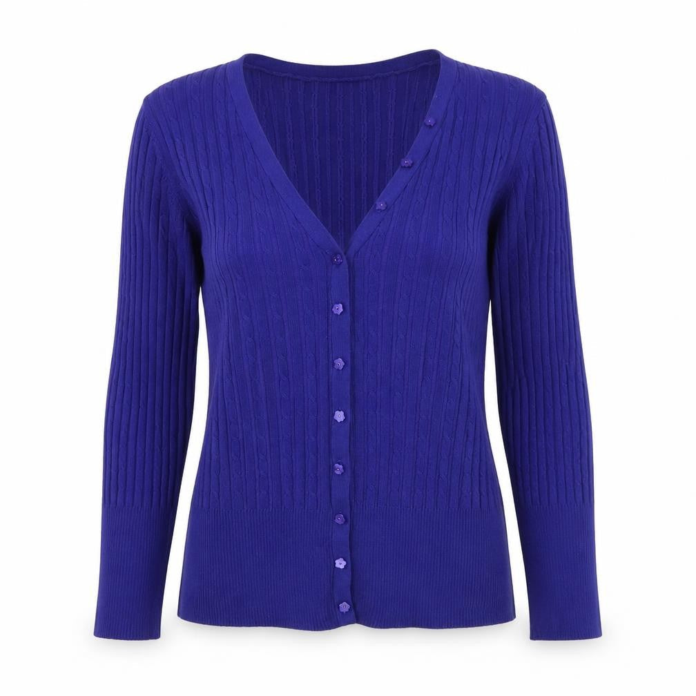 Country Casuals Womens Blue V-Neck Cotton Cardigan Jumper Size S