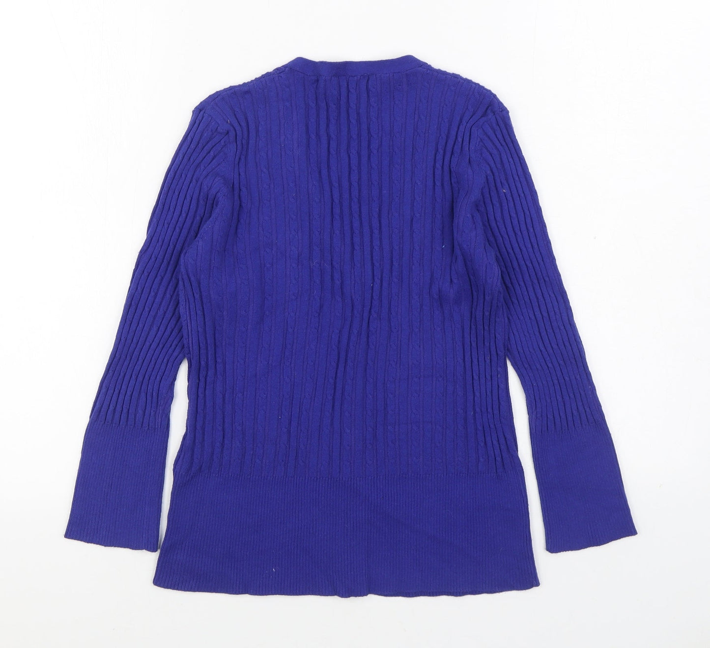 CC Womens Blue V-Neck Cotton Cardigan Jumper Size S