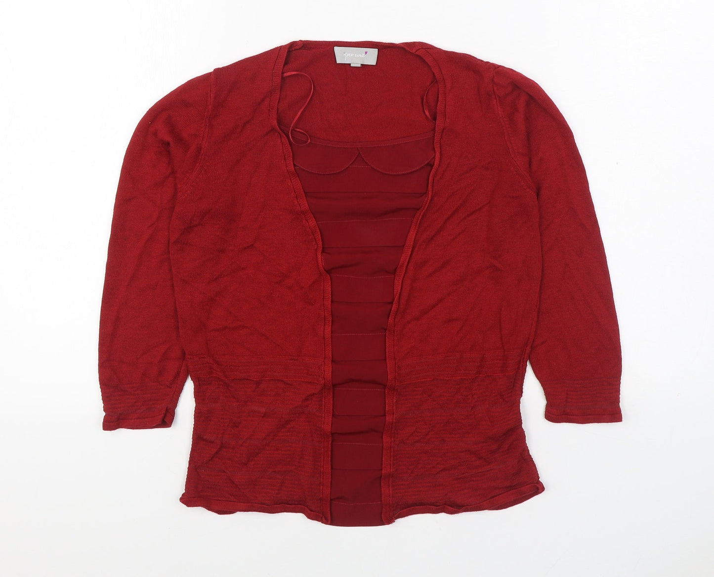 Per Una Womens Red Scoop Neck Viscose Pullover Jumper Size 8