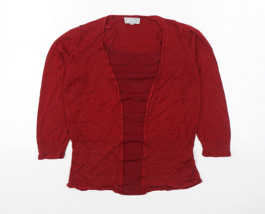 Per Una Womens Red Scoop Neck Viscose Pullover Jumper Size 8