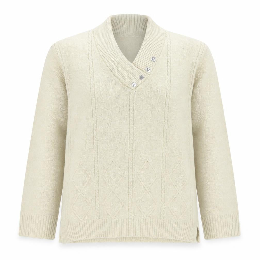 Pure & Natural Womens Beige V-Neck Acrylic Pullover Jumper Size S