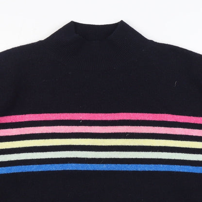 Preloved F&F Womens Blue Round Neck Striped Polyester Pullover Jumper Size 14 - Detail