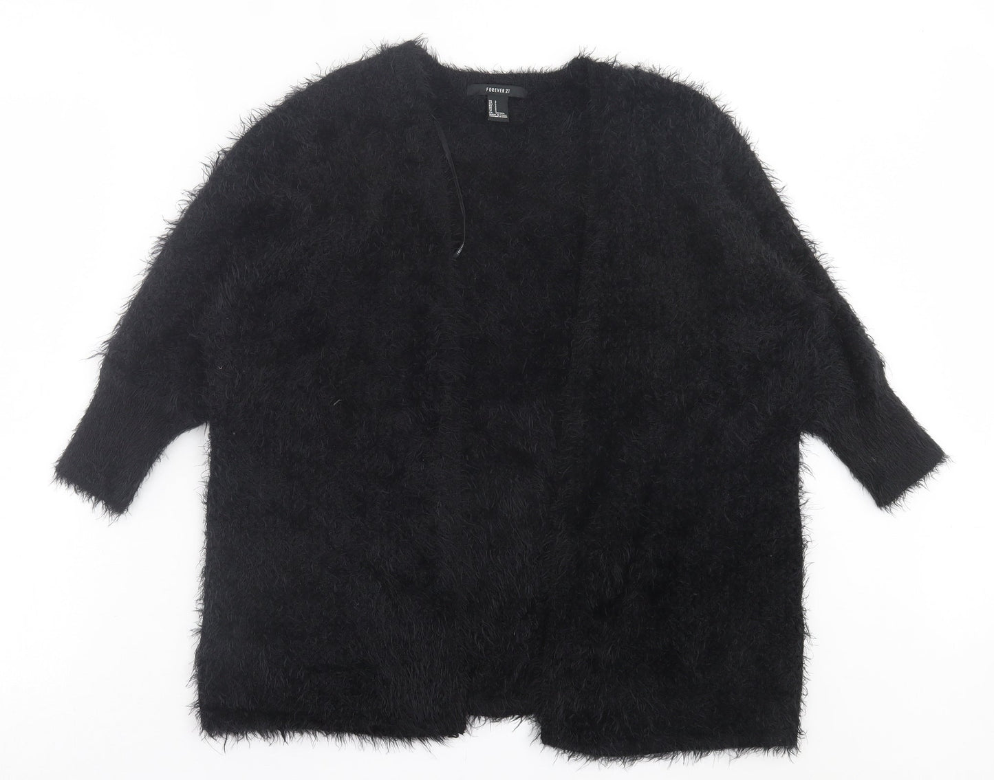 FOREVER 21 Womens Black V-Neck Nylon Cardigan Jumper Size S