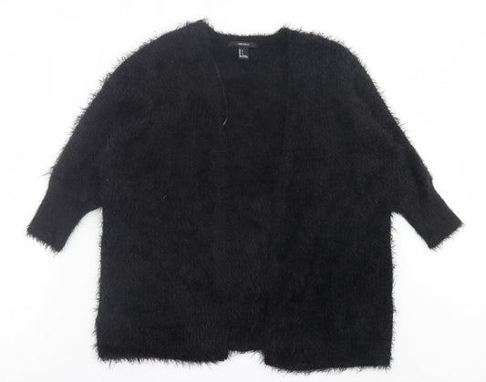 FOREVER 21 Womens Black V-Neck Nylon Cardigan Jumper Size S