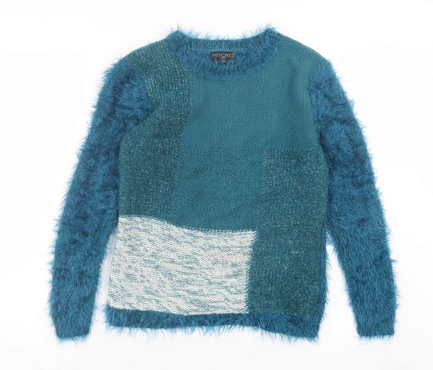 Miyoko Womens Blue Crew Neck Polyester Pullover Jumper Size S