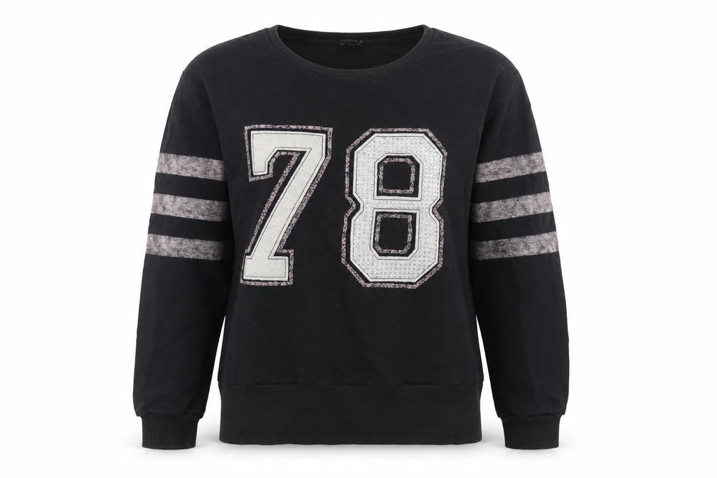 Quiz Womens Black Cotton Pullover Sweatshirt Size S Pullover