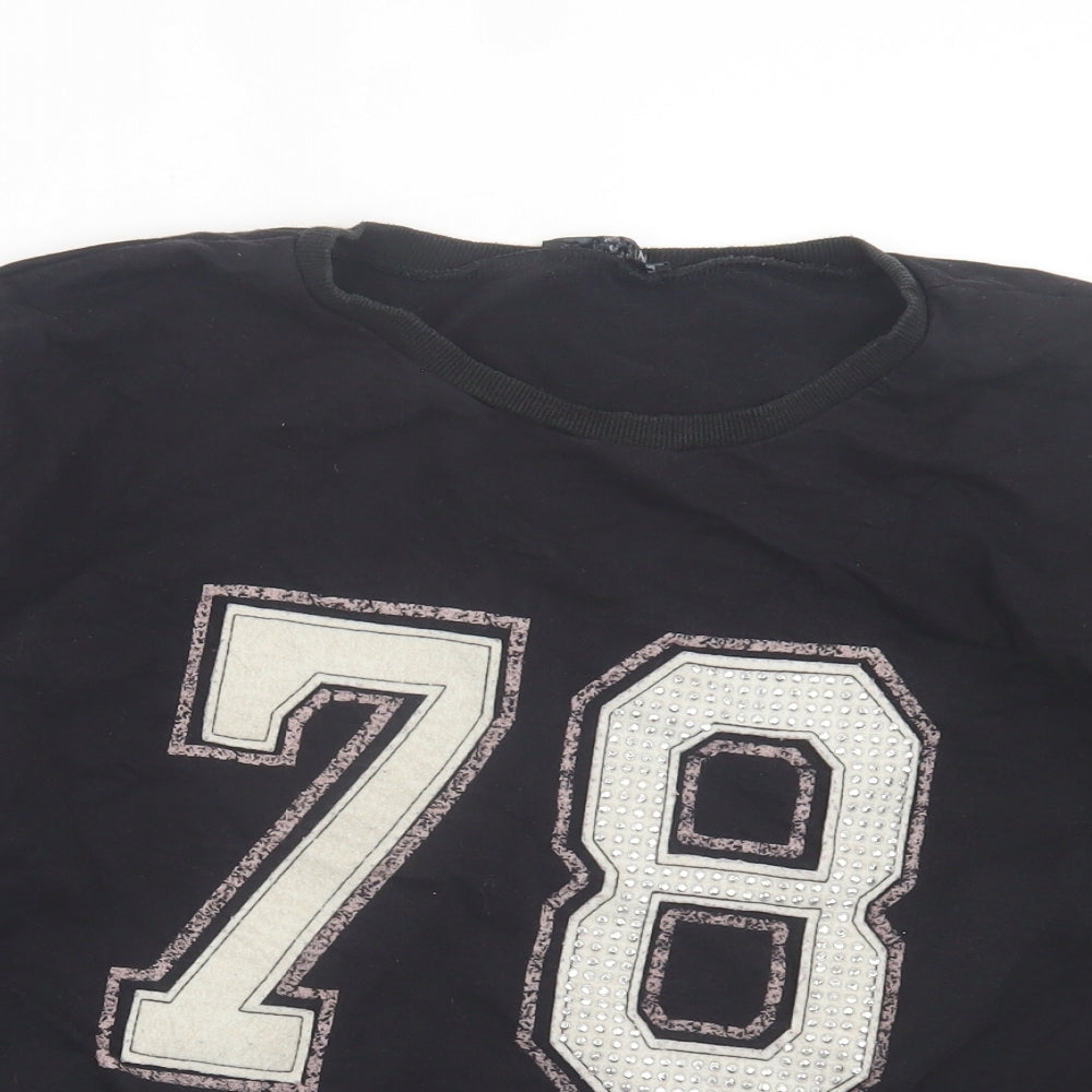 Quiz Womens Black Cotton Pullover Sweatshirt Size S Pullover