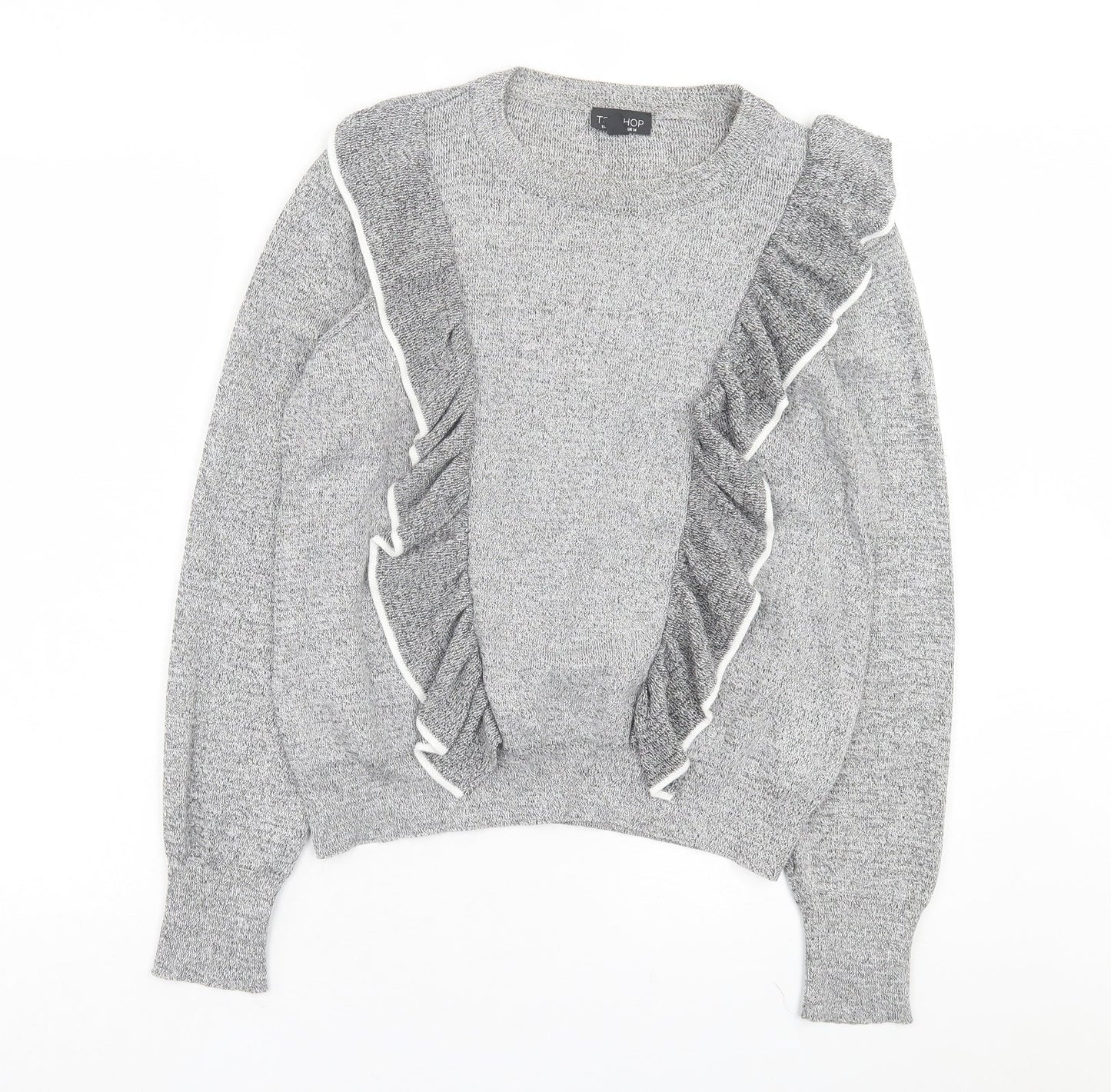 Topshop Womens Grey Crew Neck Viscose Pullover Jumper Size 14
