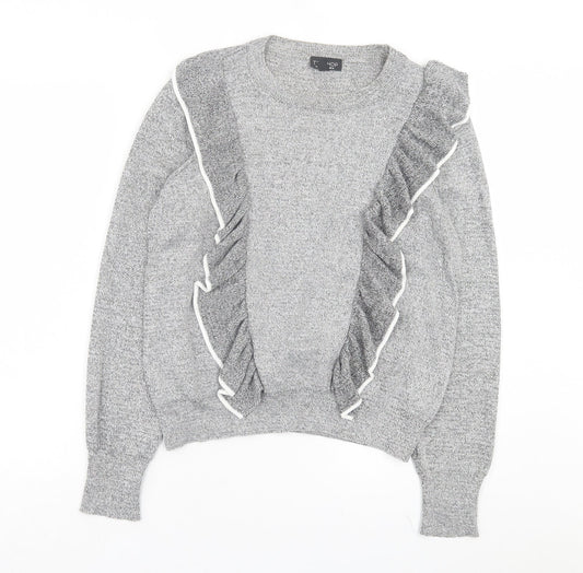 Topshop Womens Grey Crew Neck Viscose Pullover Jumper Size 14