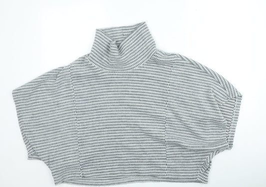 Preworn Womens Grey High Neck Geometric Acrylic Shrug Jumper One Size