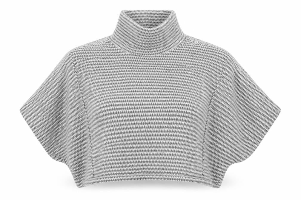 Preworn Womens Grey High Neck Geometric Acrylic Shrug Jumper One Size