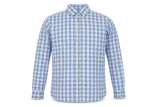 Marks & Spencer Mens Blue Check Polyester Button-Up Size 41 Collared