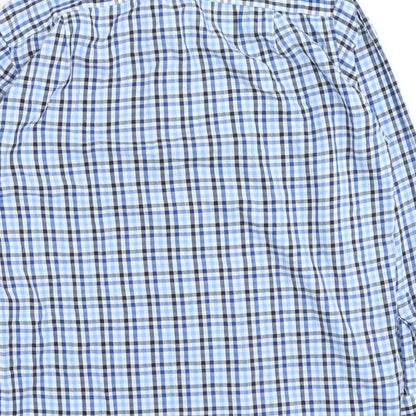 Marks & Spencer Mens Blue Check Polyester Button-Up Size 41 Collared