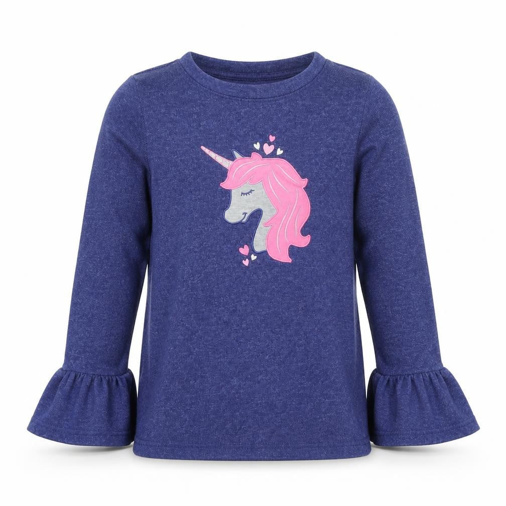 rococo Girls Blue Polyester Basic Casual Size 8 Years Round Neck - Unicorn