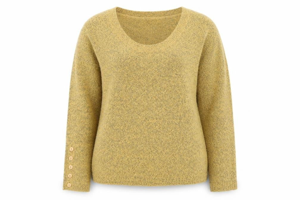 M&Co Womens Yellow V-Neck Acrylic Pullover Jumper Size L