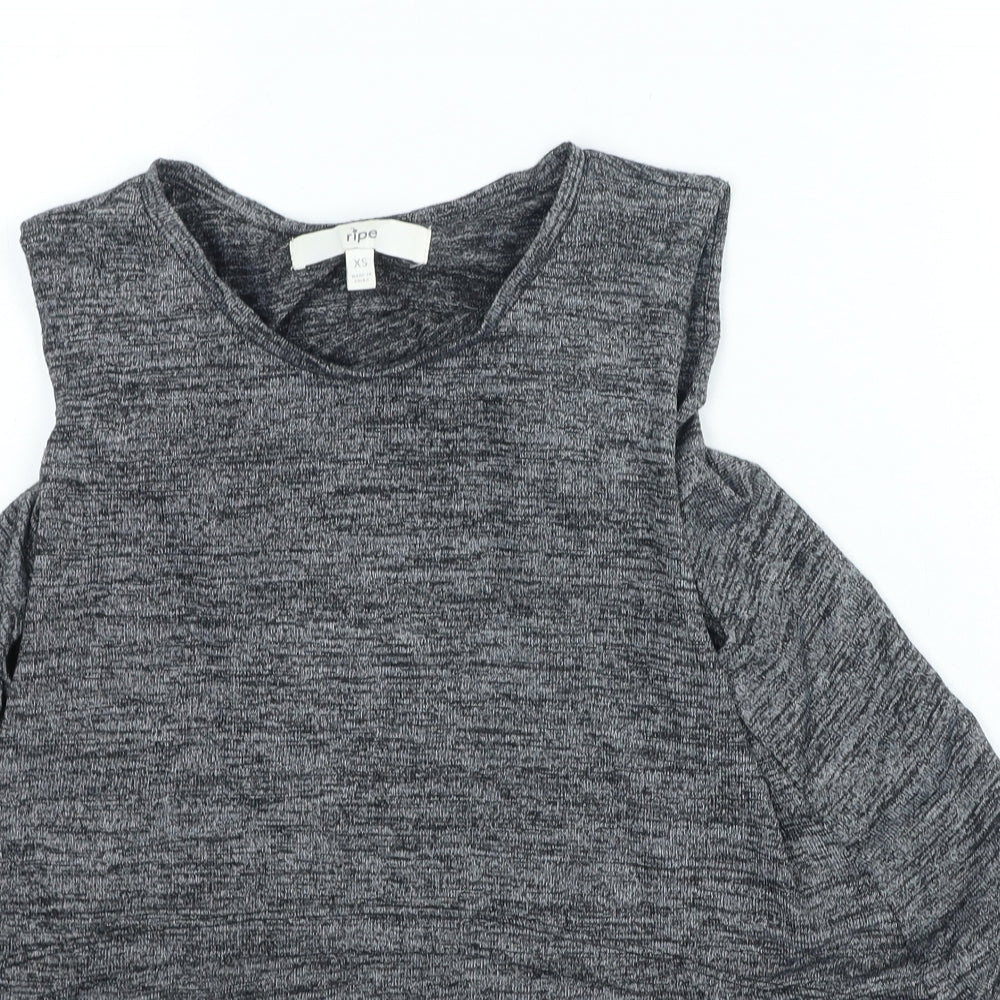 Ripe Womens Grey Polyester Basic Tank Size XS Round Neck