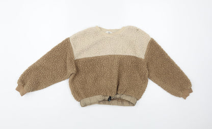 H&M Girls Beige Polyester Pullover Sweatshirt Size 8-9 Years Pullover