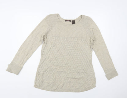 Preloved Heather B Womens Beige Boat Neck Cotton Pullover Jumper Size M - Front