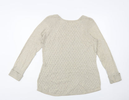 Preloved Heather B Womens Beige Boat Neck Cotton Pullover Jumper Size M - Back