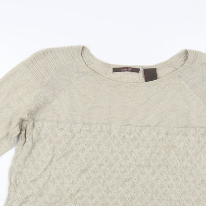 Preloved Heather B Womens Beige Boat Neck Cotton Pullover Jumper Size M - Detail