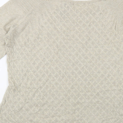 Preloved Heather B Womens Beige Boat Neck Cotton Pullover Jumper Size M - Label