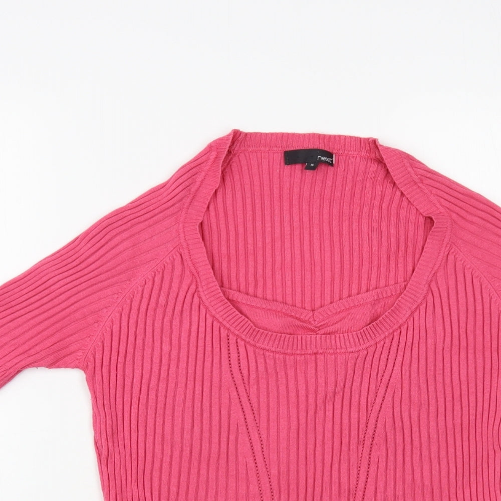 NEXT Womens Pink Scoop Neck Viscose Pullover Jumper Size 16
