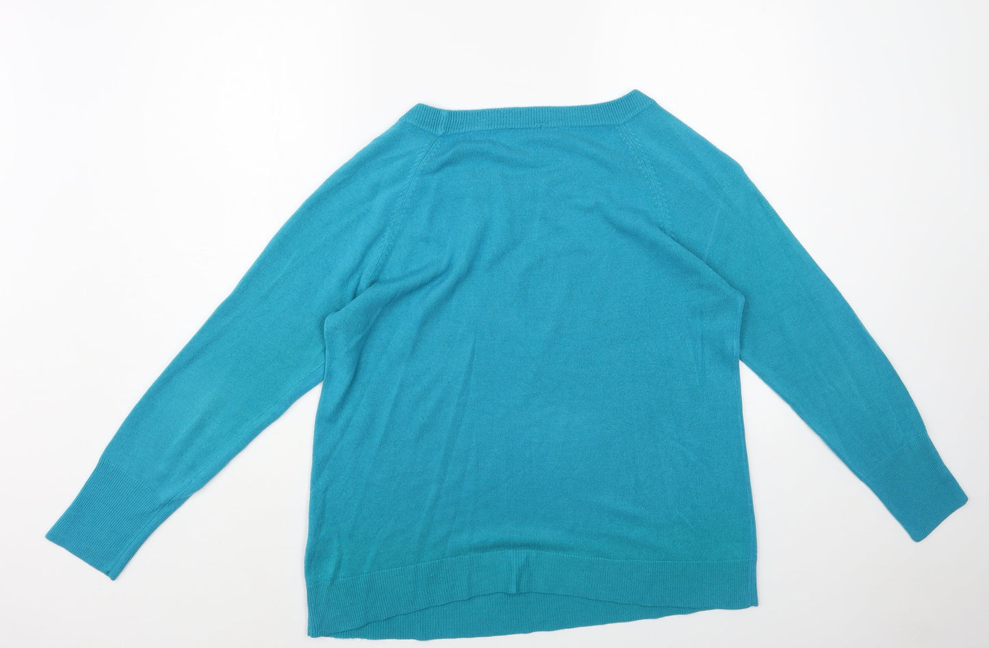M&Co Womens Green Boat Neck Acrylic Pullover Jumper Size 18