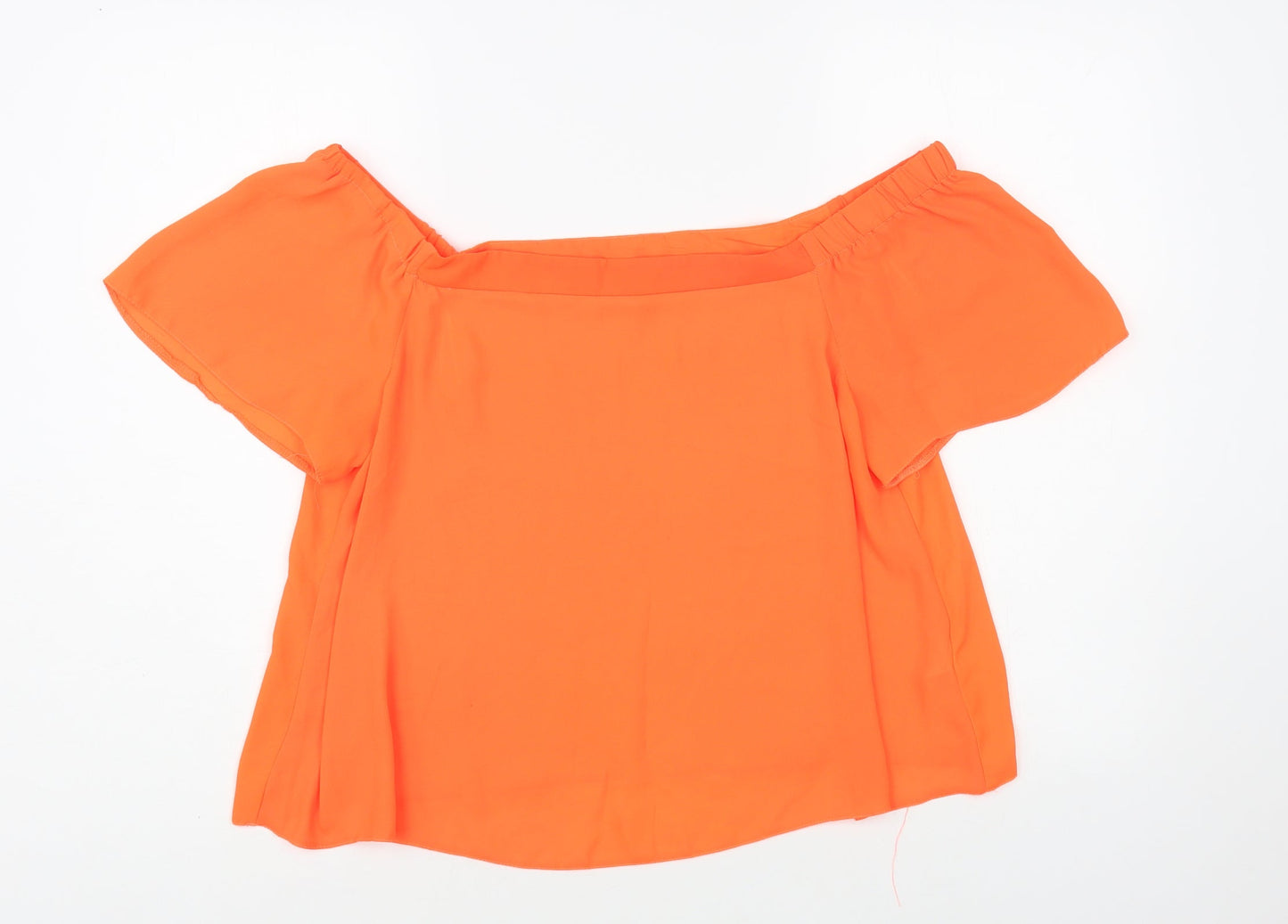 New Look Womens Orange Polyester Basic Blouse Size 14 Off the Shoulder