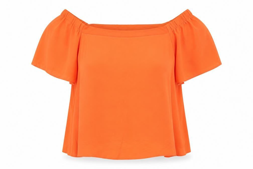 New Look Womens Orange Polyester Basic Blouse Size 14 Off the Shoulder