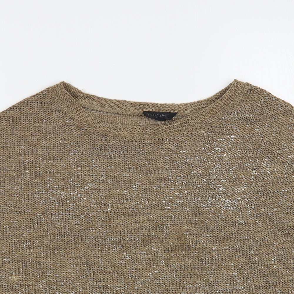Topshop Womens Brown Boat Neck Acrylic Pullover Jumper Size 8