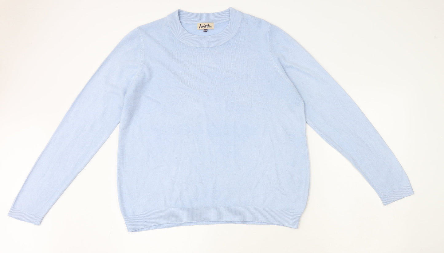Arista Womens Blue Round Neck Acrylic Pullover Jumper Size 14