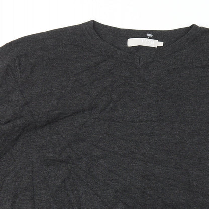 Debenhams Mens Grey V-Neck Viscose Pullover Jumper Size L