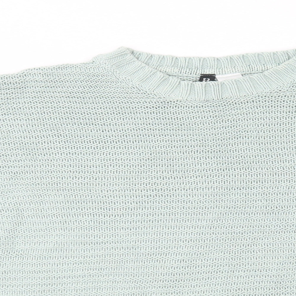 Divided by H&M Womens Green Boat Neck Cotton Pullover Jumper Size S